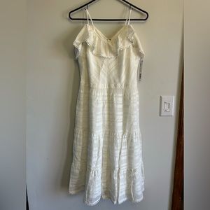 White Embroidered Midi Dress size 10